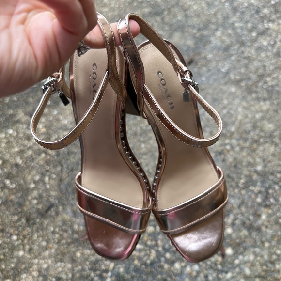 Gorgeous Like New Coach Rose Gold Sexy Silver Studded Balls Chunky Heel - Picture 6 of 17